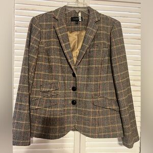 Talbots Plaid Blazer Jacket Warm Tones Size 8 Excellent Condition